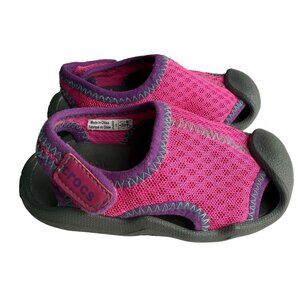 Crocs Water Shoes Baby/Toddler Swiftwater Sandals Magenta Gray Size C6